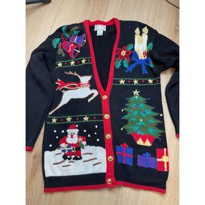 Vintage Cotton Collectables Ugly Christmas Sweater Cardigan - Size S